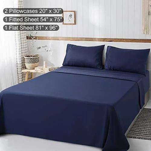 Abakan Full Bed Sheet Set Extra Soft 1800 Thread Count Silky Smooth Microfiber Hotel Luxurious Premium Cooling Sheet Breathable, Wrinkle, Fade Resistant Deep Pocket - 4 Piece (Full, Navy Blue)