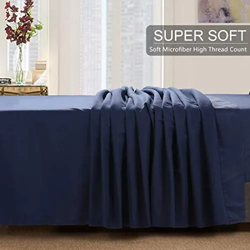 Abakan Full Bed Sheet Set Extra Soft 1800 Thread Count Silky Smooth Microfiber Hotel Luxurious Premium Cooling Sheet Breathable, Wrinkle, Fade Resistant Deep Pocket - 4 Piece (Full, Navy Blue)