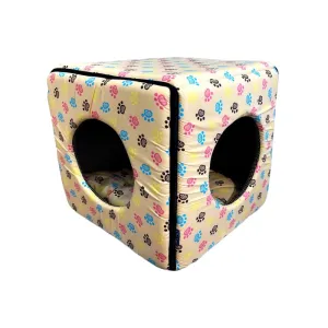 ACE PET Colourful Paws Light Brown Non-Fur Cosy Dog Bed