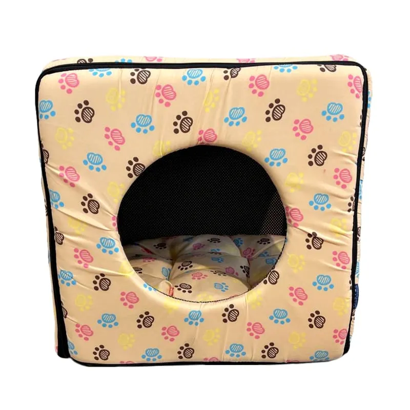 ACE PET Colourful Paws Light Brown Non-Fur Cosy Dog Bed