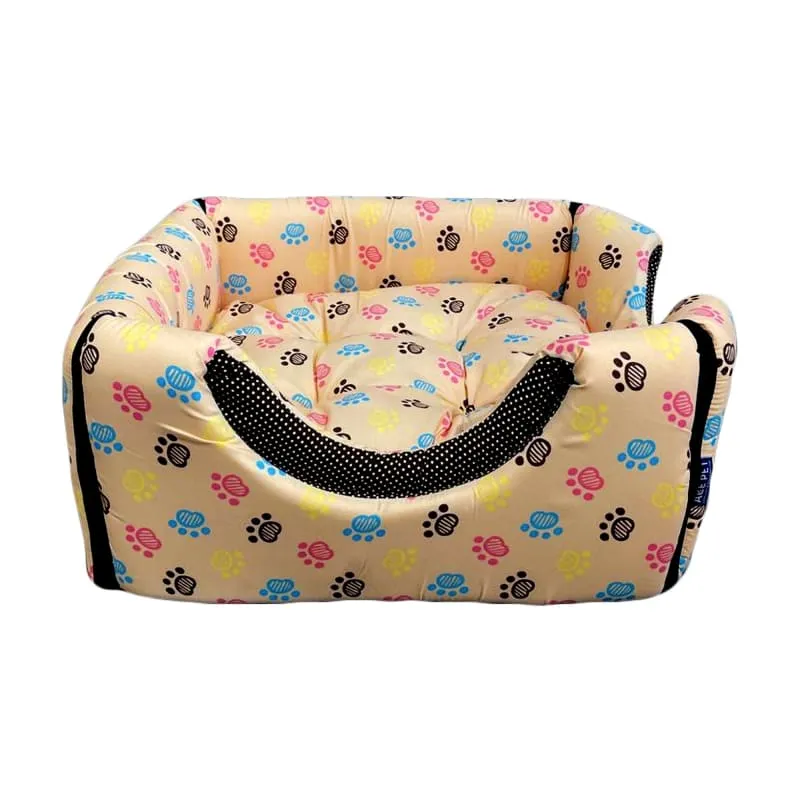 ACE PET Colourful Paws Light Brown Non-Fur Cosy Dog Bed