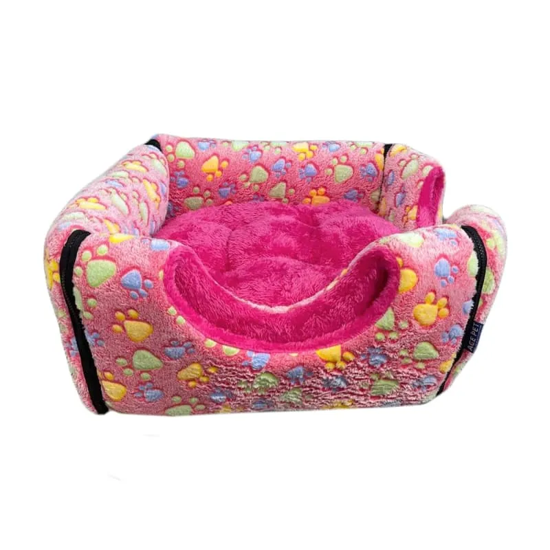 ACE PET Pinkish Paws Furry Cosy Dog Bed