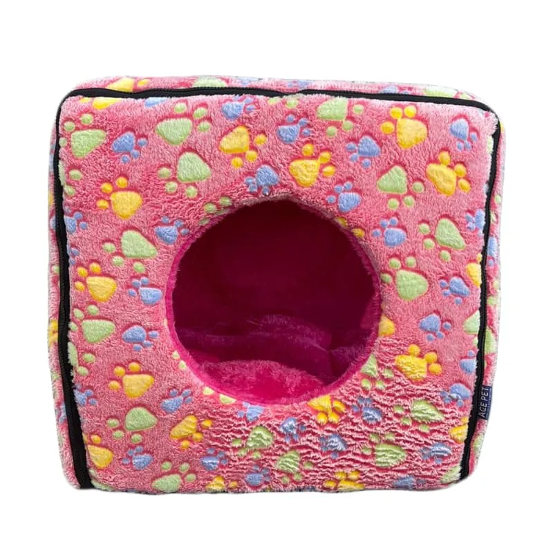 ACE PET Pinkish Paws Furry Cosy Dog Bed