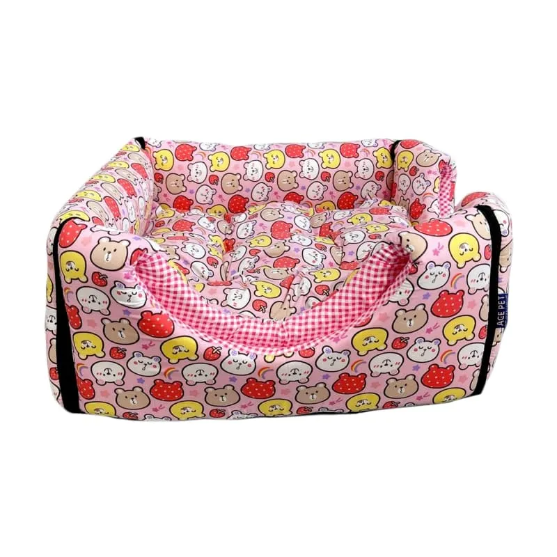 ACE PET Rainbow Bears Pink Non-Fur Cosy Dog Bed
