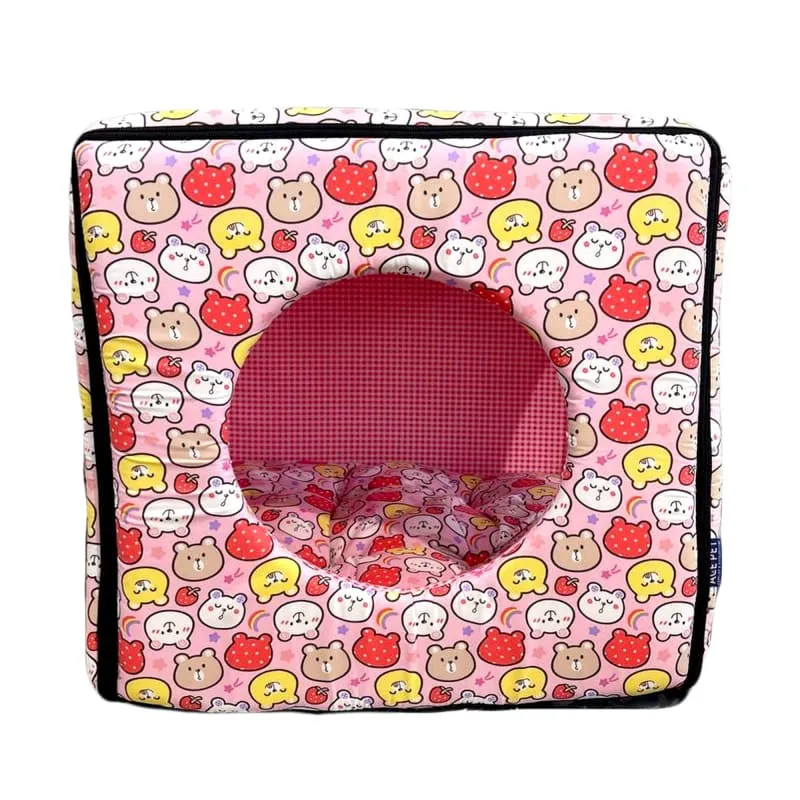 ACE PET Rainbow Bears Pink Non-Fur Cosy Dog Bed