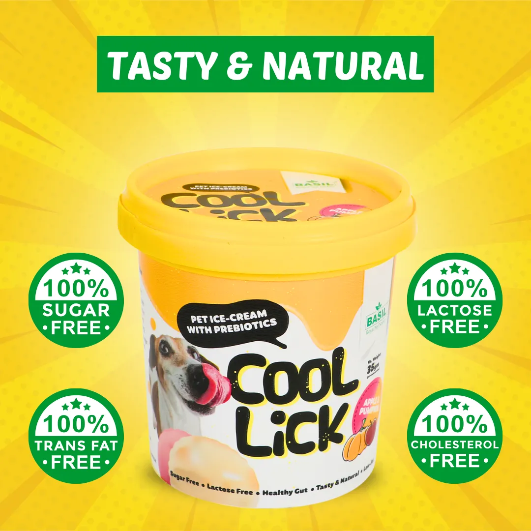 BASIL Cool Lick Dog Ice-Cream with Added Prebiotics, Apple & Pumpkin (Pack of 2)