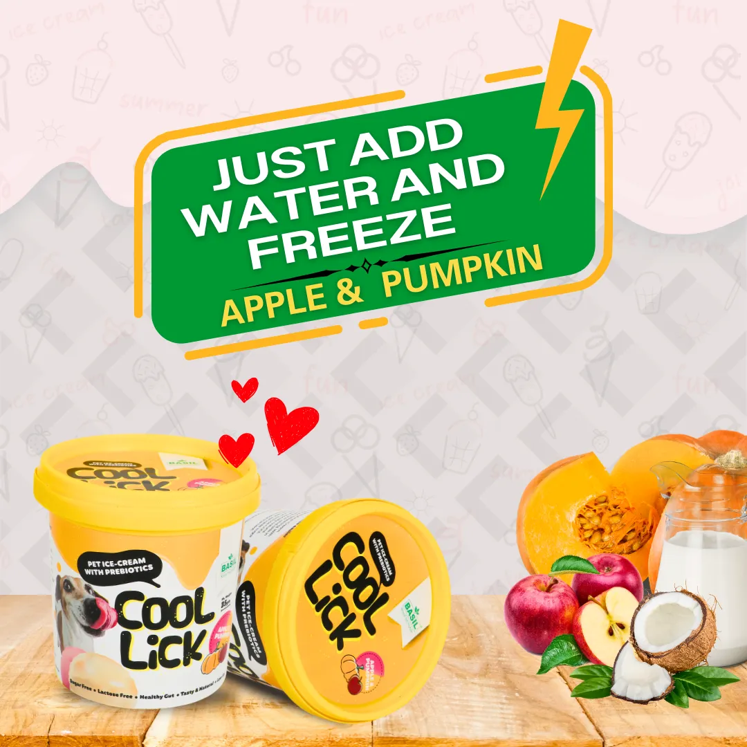 BASIL Cool Lick Dog Ice-Cream with Added Prebiotics, Apple & Pumpkin (Pack of 2)