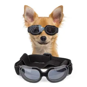 Black Lenses Pet Sunglasses for Dogs and Cats - UV Protection, Adjustable Strap, Anti-Wind and Anti-Fog Pet Goggles