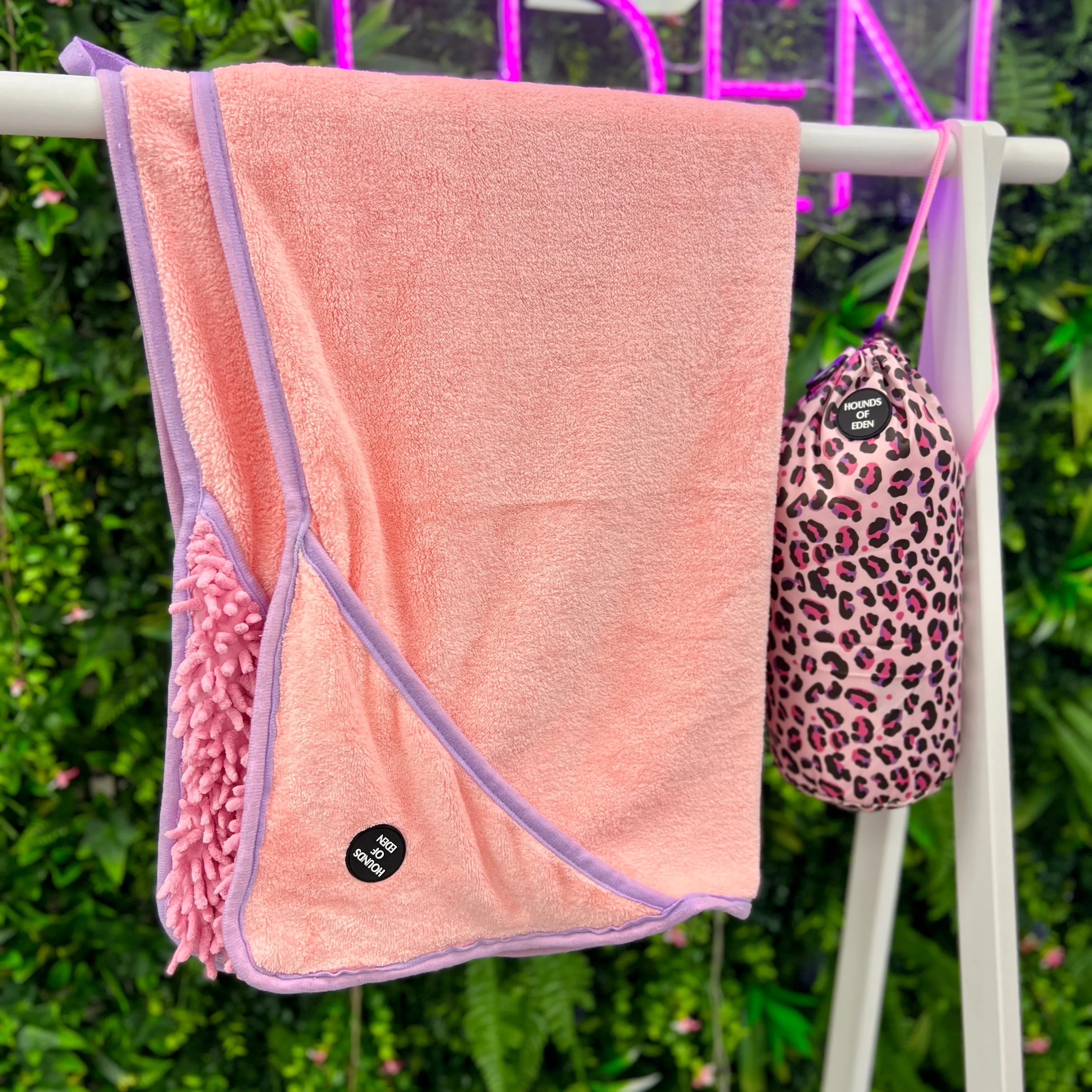 Blushing Leopard - Dog Towel   Carry Bag
