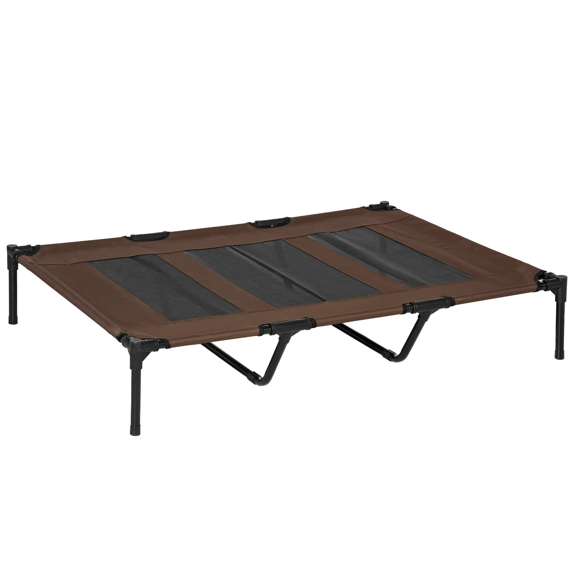 Cooling Elevated Dog Bed Portable Raised Pet Cot with Breathable Mesh No-Slip Rubber Feet for Indoor & Outdoor Use Brown