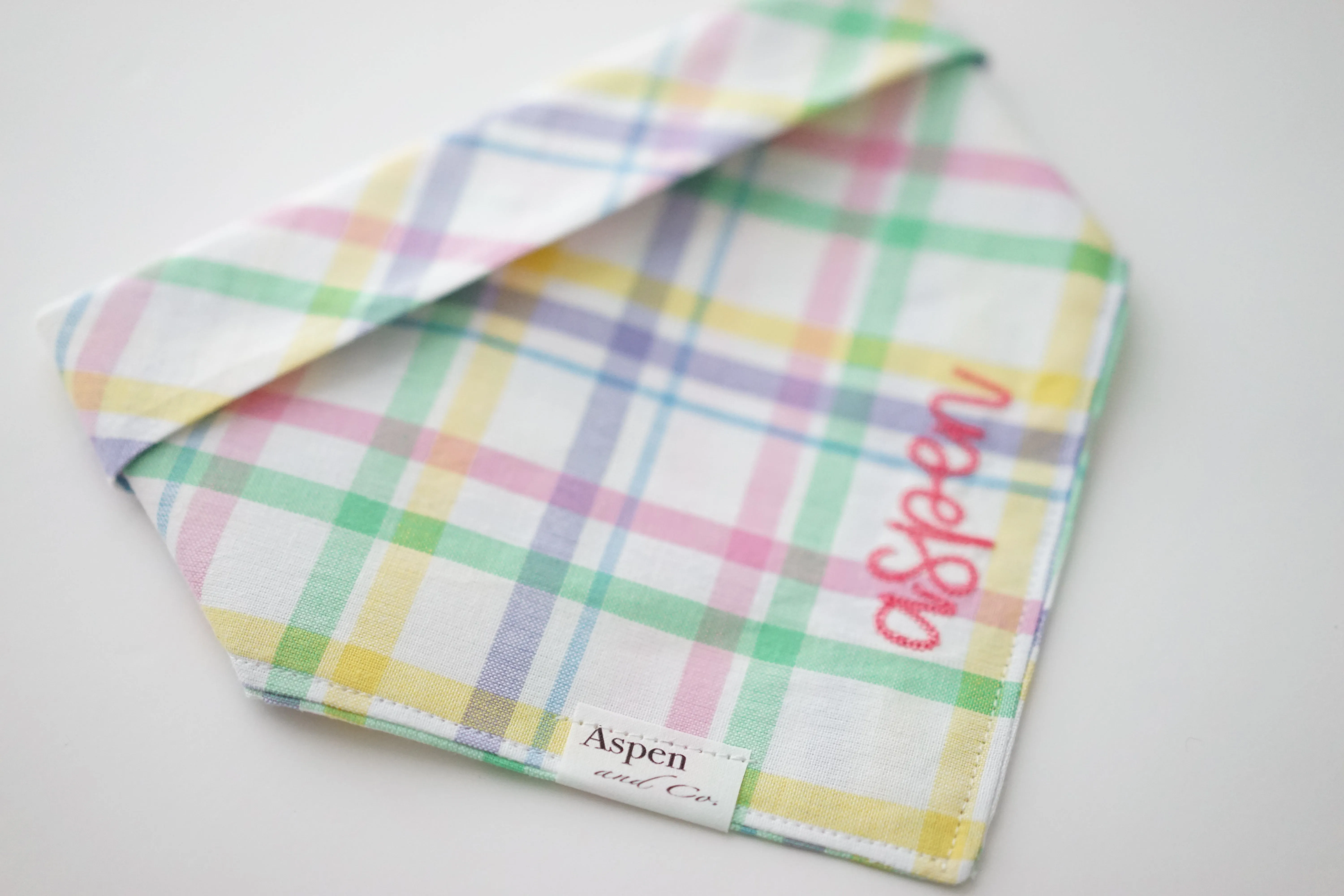 Custom Embroidered Spring Plaid Bandana