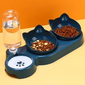 Gravity Water Bottle Cat Feeder 3in1 Automatic Pet Bowl