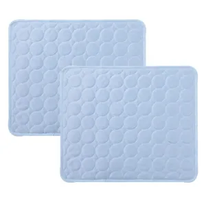 Kuber Industries Rectangular Dog & Cat Bed|Premium Cool Ice Silk Polyester With Bottom Mesh|MultiUtility Self-Cooling Pad For Dog & Cat|Light-weight & Durable Dog Bed|ZQCJ001LB-M|Light Blue(Pack Of 2)