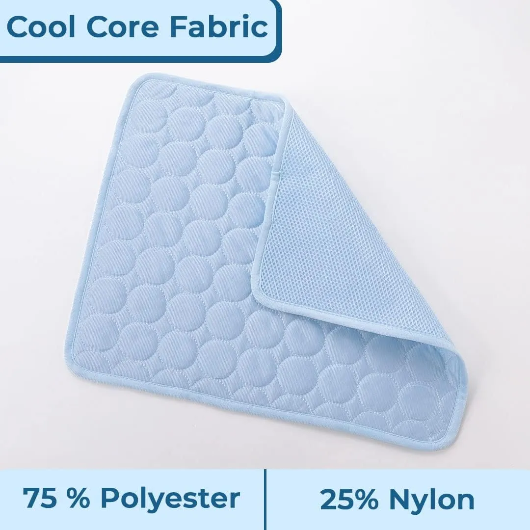 Kuber Industries Rectangular Dog & Cat Bed|Premium Cool Ice Silk Polyester With Bottom Mesh|MultiUtility Self-Cooling Pad For Dog & Cat|Light-weight & Durable Dog Bed|ZQCJ001LB-M|Light Blue(Pack Of 2)