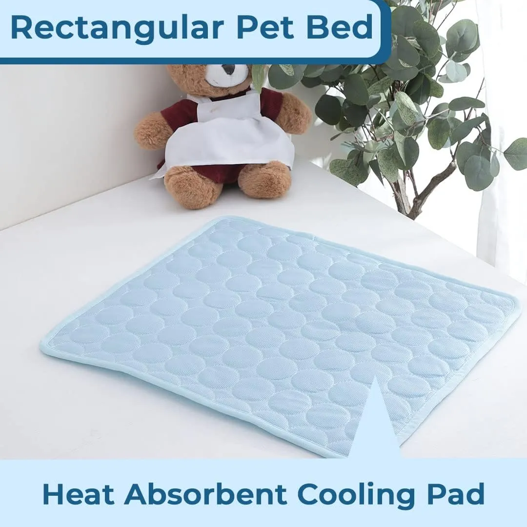 Kuber Industries Rectangular Dog & Cat Bed|Premium Cool Ice Silk Polyester With Bottom Mesh|MultiUtility Self-Cooling Pad For Dog & Cat|Light-weight & Durable Dog Bed|ZQCJ001LB-M|Light Blue(Pack Of 2)
