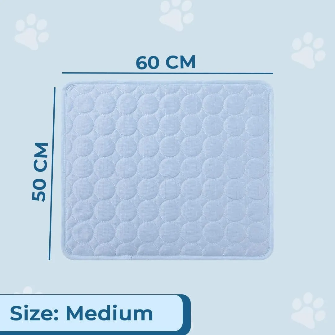 Kuber Industries Rectangular Dog & Cat Bed|Premium Cool Ice Silk Polyester With Bottom Mesh|MultiUtility Self-Cooling Pad For Dog & Cat|Light-weight & Durable Dog Bed|ZQCJ001LB-M|Light Blue(Pack Of 2)
