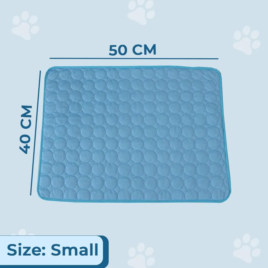 Kuber Industries Rectangular Dog & Cat Bed|Premium Cool Ice Silk with Polyester With Bottom Mesh|Multi-Utility Self-Cooling Pad For Dog & Cat|Light-weight & Durable Dog Bed|ZQCJ001B-S|Blue (Pack Of 4)