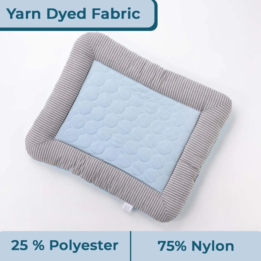 Kuber Industries Rectangular Dog & Cat Bed|Yarn Dyed Oxford Cloth|Nylon and Polyester with Cotton Filling|Self-Cooling Bed for Dog & Cat|Small Light-Weight & Durable Dog Bed|ZQCJ005B-M|Pack of 2|Blue