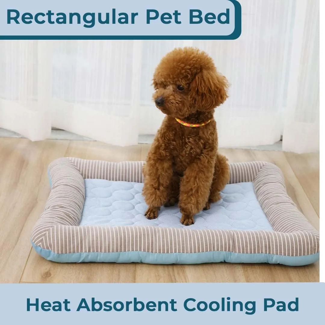 Kuber Industries Rectangular Dog & Cat Bed|Yarn Dyed Oxford Cloth|Nylon and Polyester with Cotton Filling|Self-Cooling Bed for Dog & Cat|Small Light-Weight & Durable Dog Bed|ZQCJ005B-M|Pack of 2|Blue