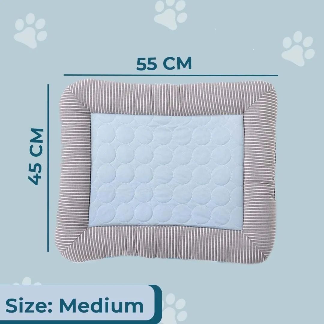 Kuber Industries Rectangular Dog & Cat Bed|Yarn Dyed Oxford Cloth|Nylon and Polyester with Cotton Filling|Self-Cooling Bed for Dog & Cat|Small Light-Weight & Durable Dog Bed|ZQCJ005B-M|Pack of 2|Blue