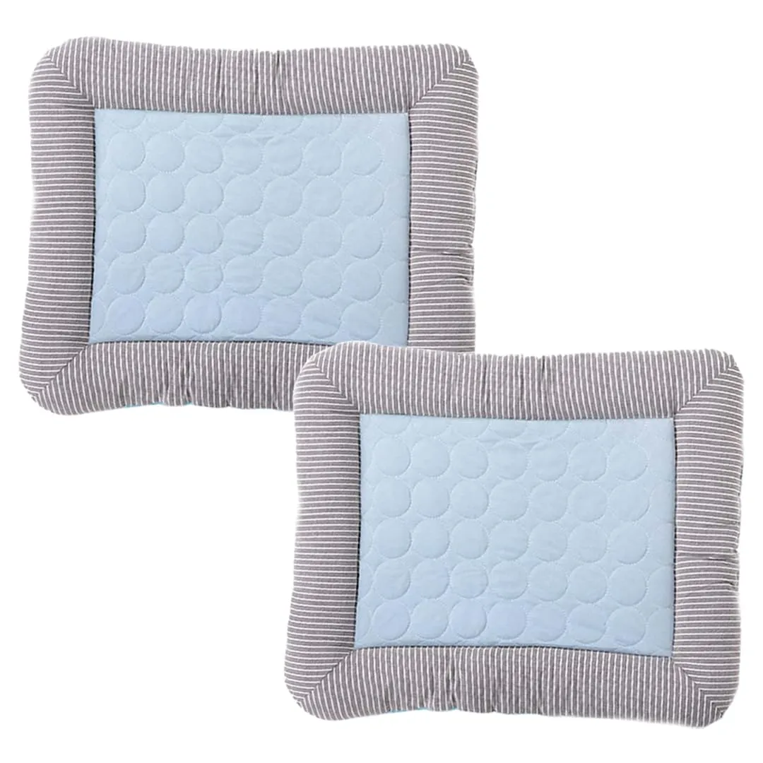 Kuber Industries Rectangular Dog & Cat Bed|Yarn Dyed Oxford Cloth|Nylon and Polyester with Cotton Filling|Self-Cooling Bed for Dog & Cat|Small Light-Weight & Durable Dog Bed|ZQCJ005B-M|Pack of 2|Blue