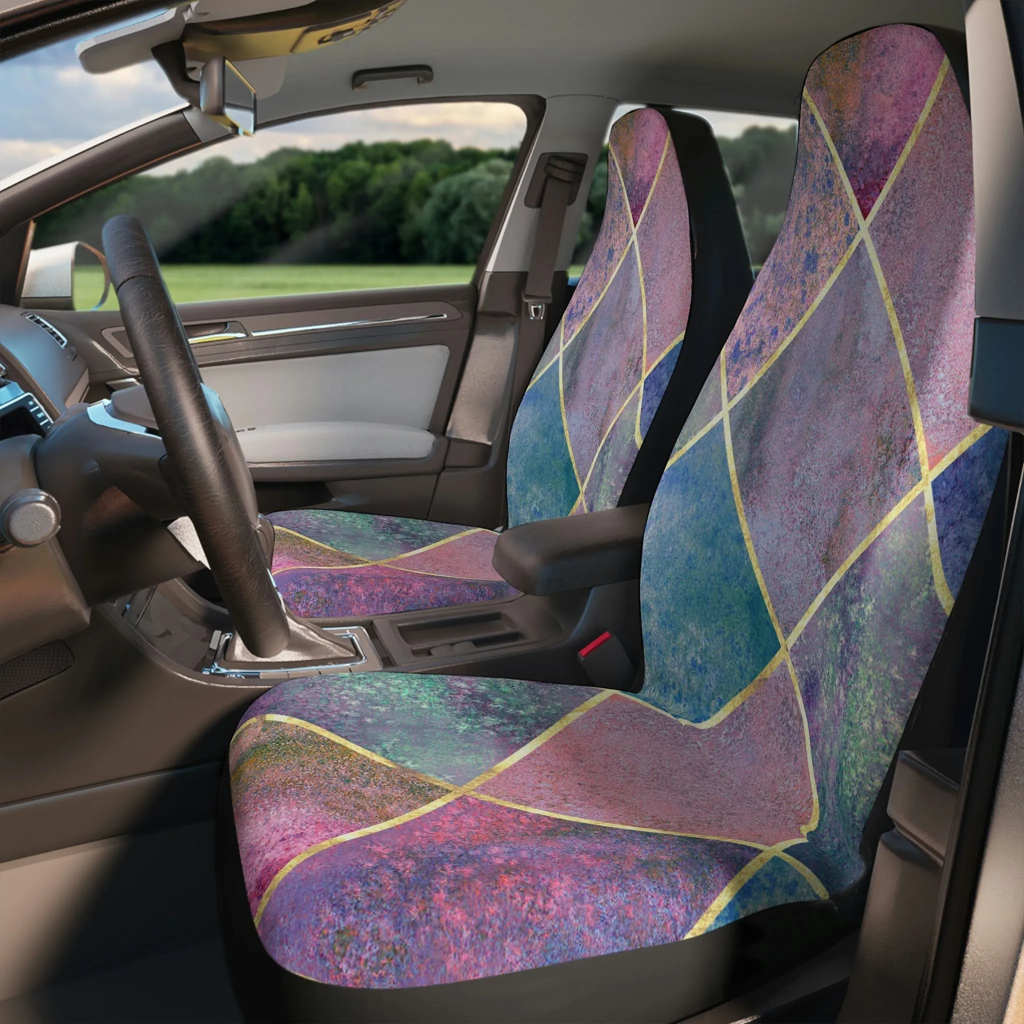 Pink Watercolor Car Seat Cover