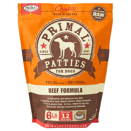 Primal Beef Patties Frozen Dog Food