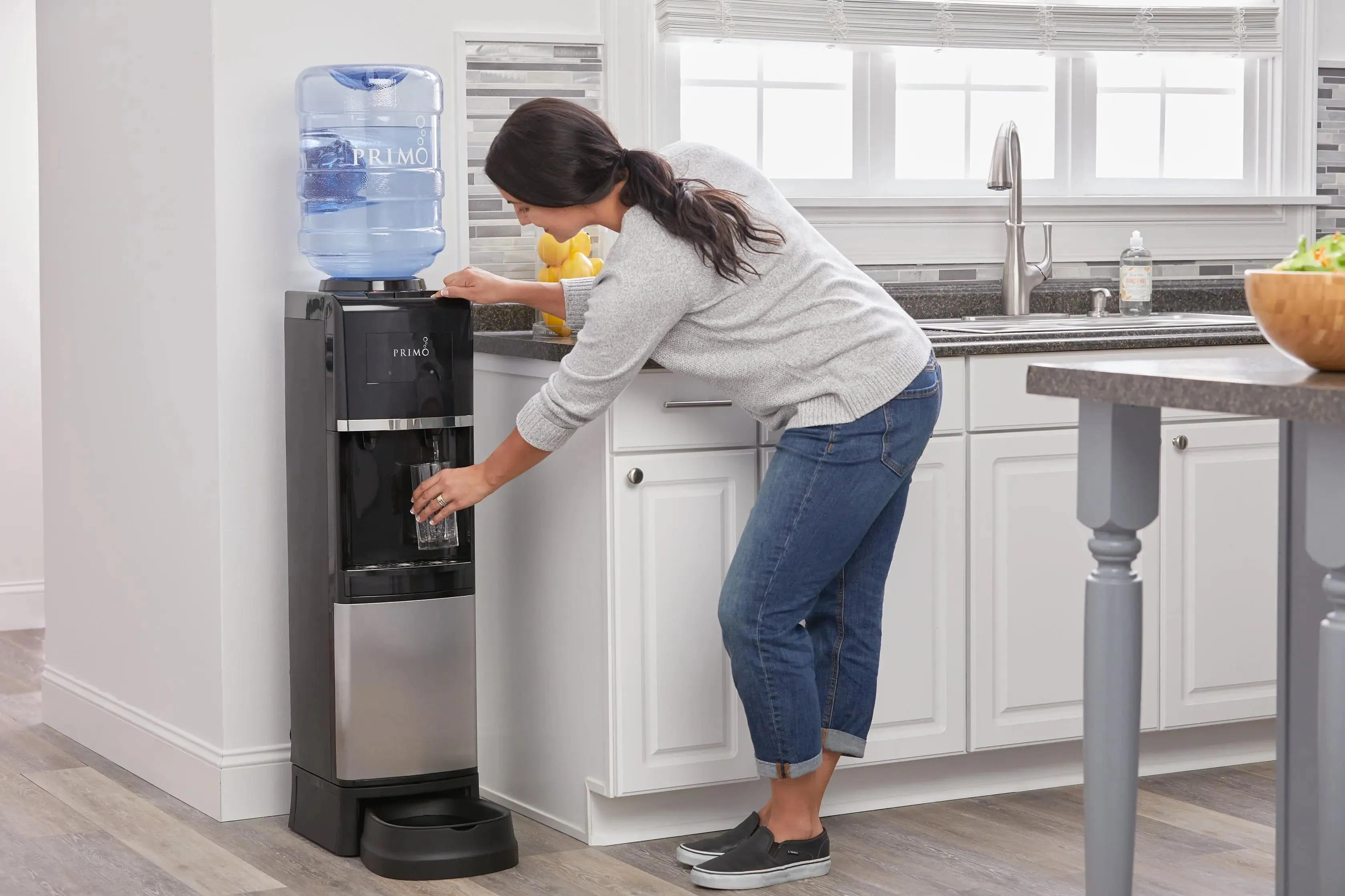 Primo® Water Pet Station Water Dispenser Top Loading, Hot/Cold Temperature, Black and Stainless Steel