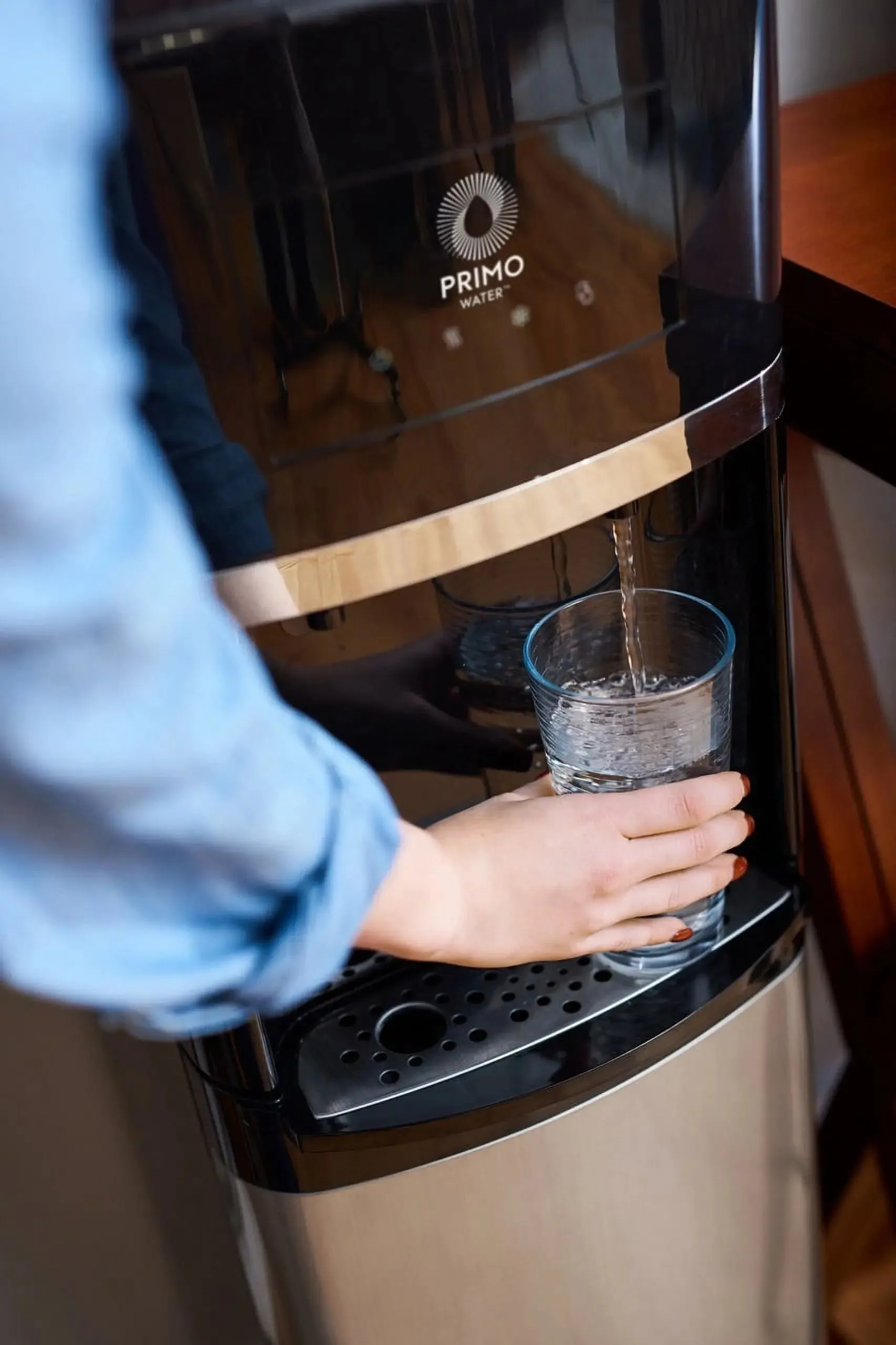 Primo® Water Pet Station Water Dispenser Top Loading, Hot/Cold Temperature, Black and Stainless Steel