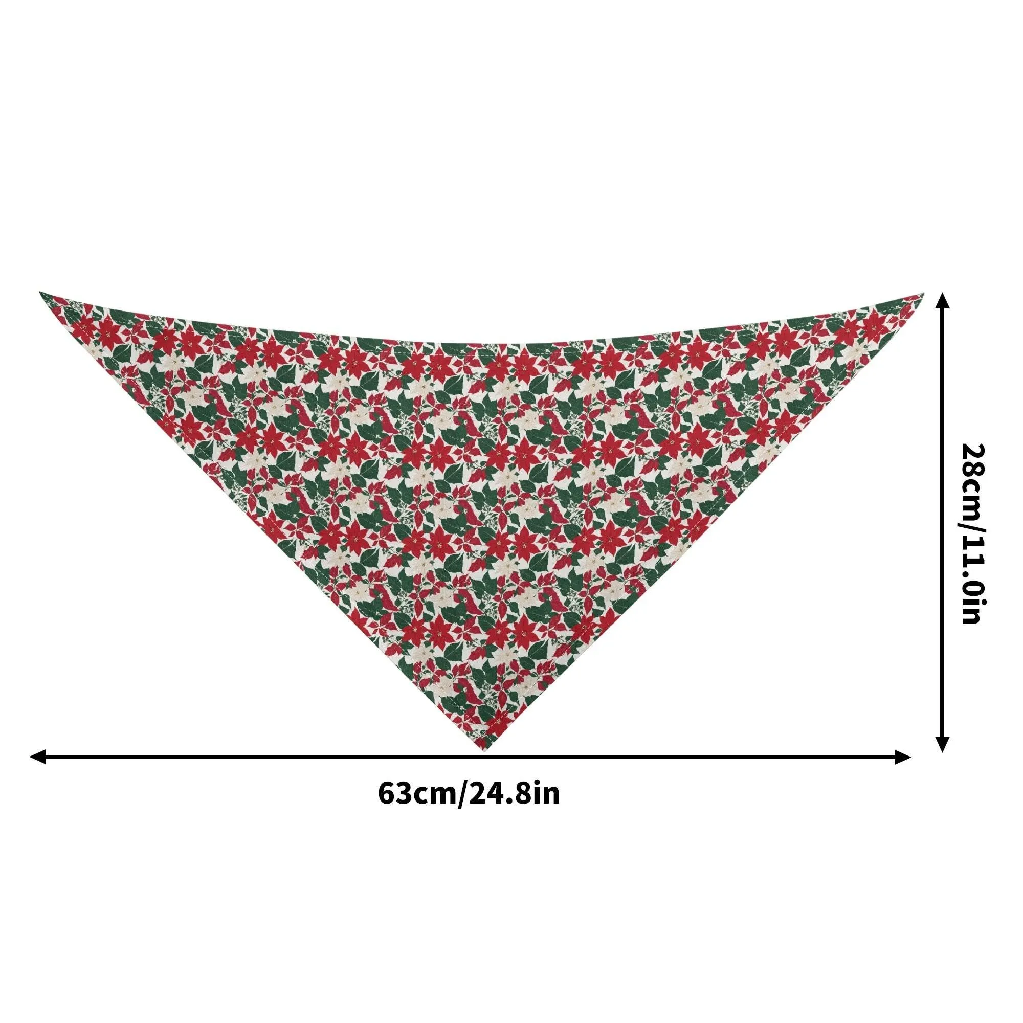 Red and White Poinsettia Flower Animal Scarf Pet Adjustable Bandanas for Dogs Cats