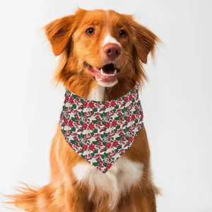 Red and White Poinsettia Flower Animal Scarf Pet Adjustable Bandanas for Dogs Cats