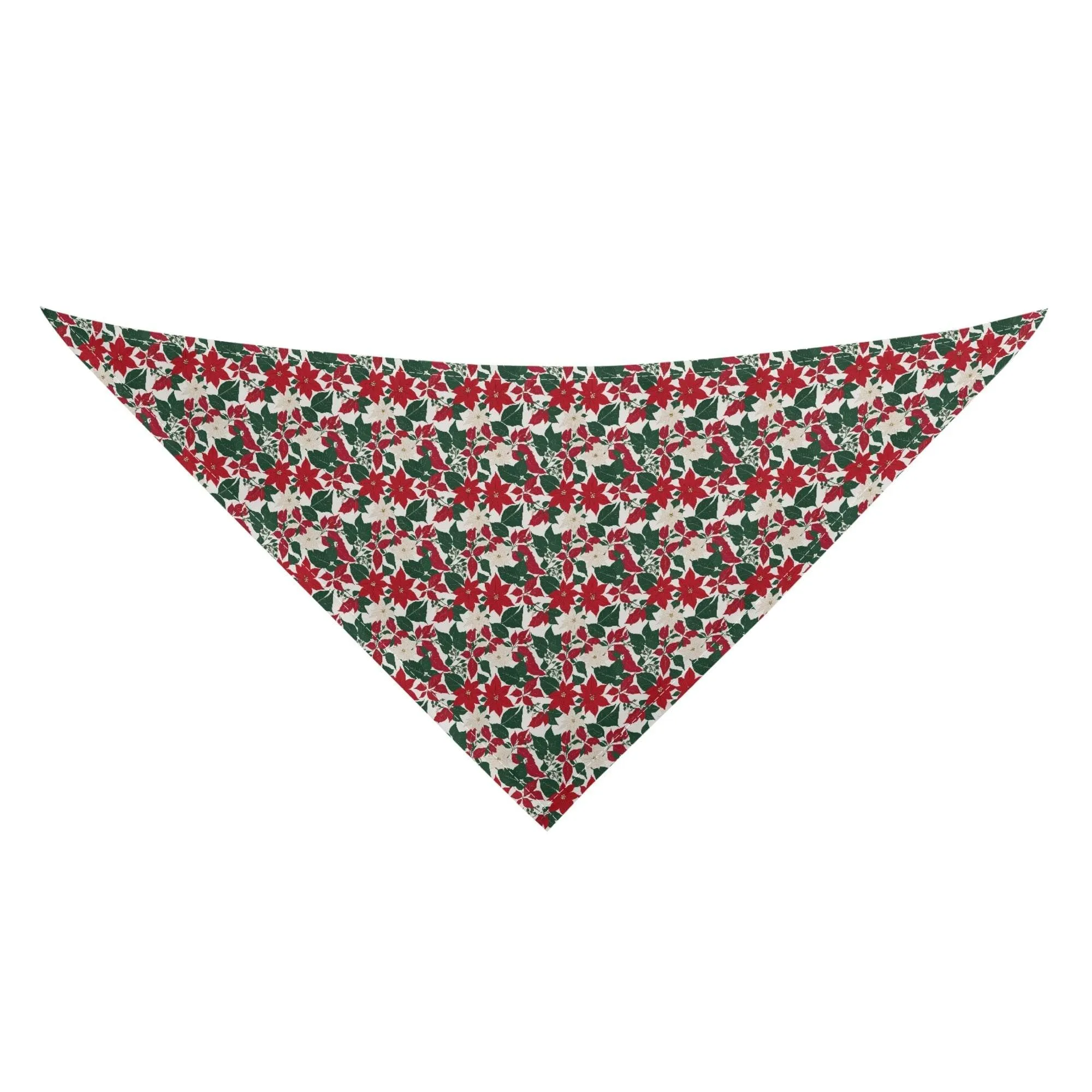 Red and White Poinsettia Flower Animal Scarf Pet Adjustable Bandanas for Dogs Cats