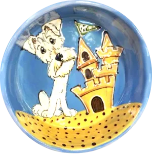 Sandy Sandcastle Schnauzer | Ceramic Dog Bowl